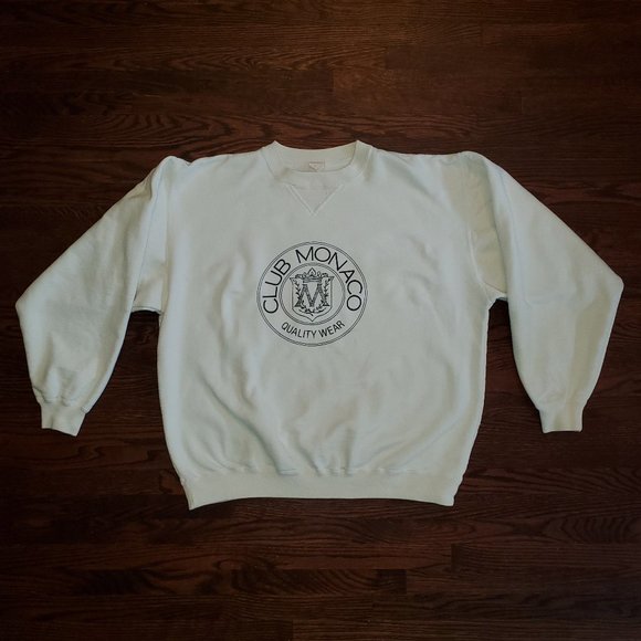 Club Monaco Other - Vintage Club Monaco Quality Wear Logo Sweatshirt Cream Men's Size M Crewneck